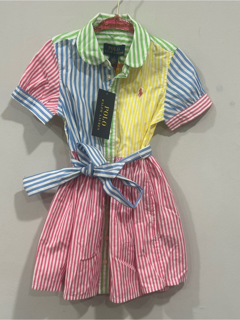Polo by Ralph Lauren Multi-Color Striped Cotton Shirt Dress